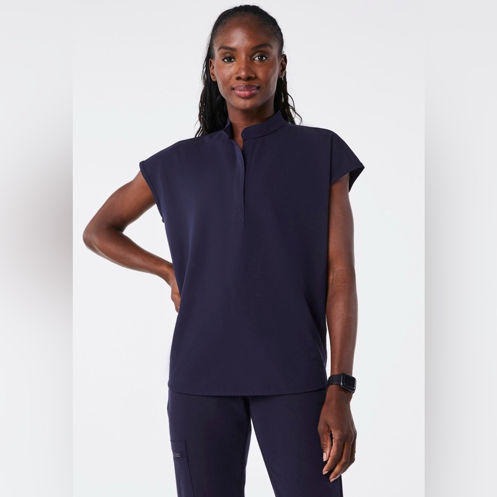 Figs Navy Blue XS Rafaela Top